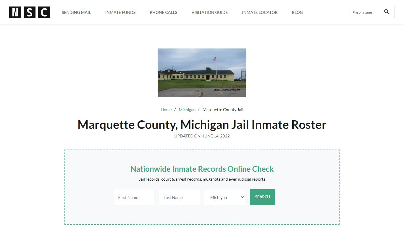 Marquette County, Michigan Jail Inmate List