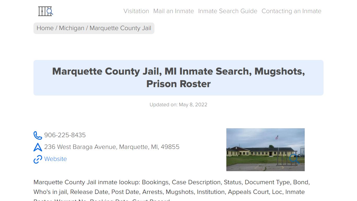 Marquette County Jail, MI Inmate Search, Mugshots, Prison ...